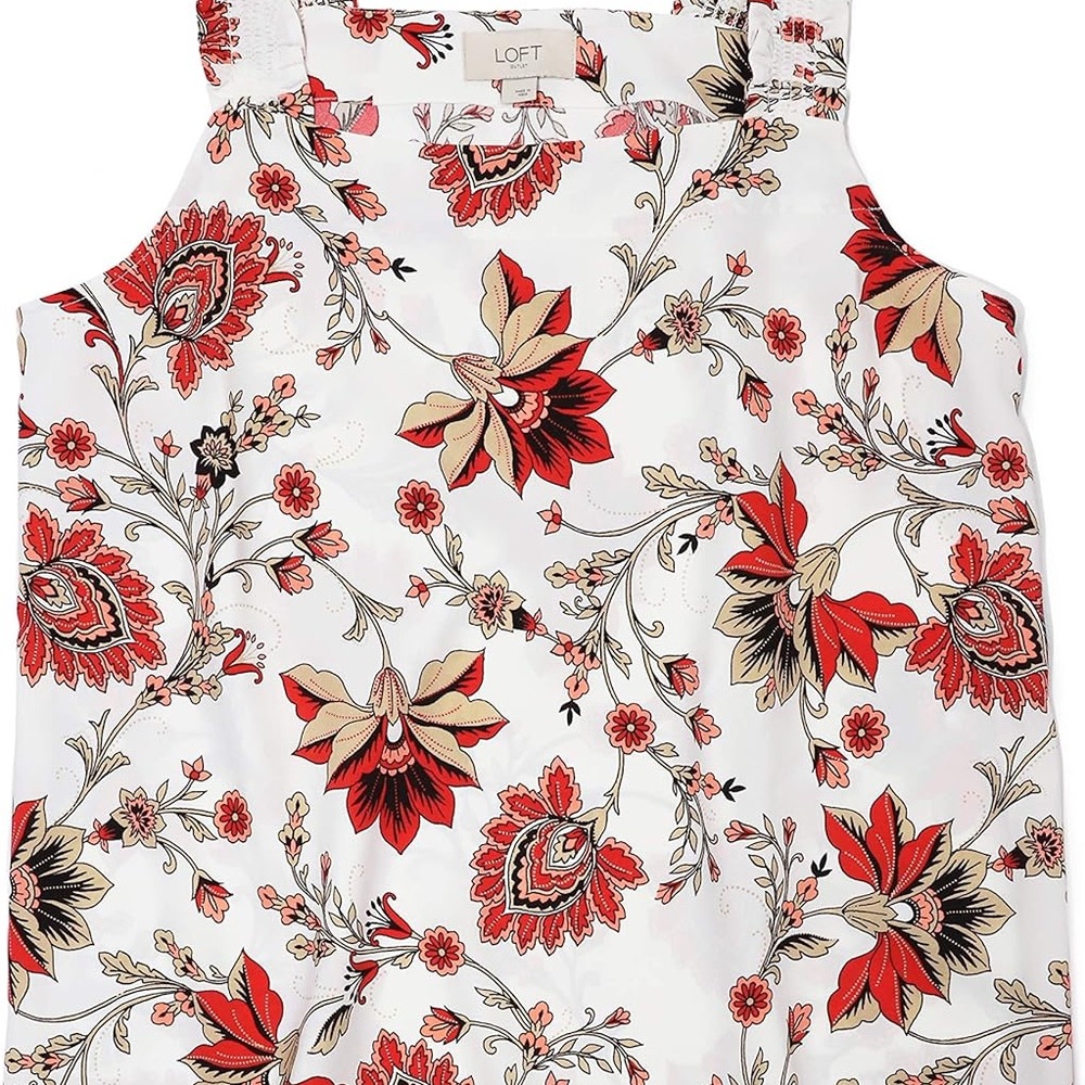 Ann Taylor LOFT Women's Smocked-Strap Tank Blouse - Large